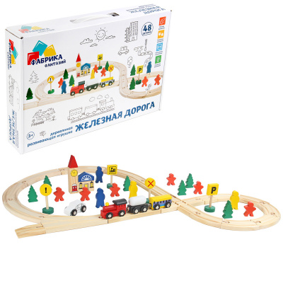 Деревянная игрушка "Железная дорога", 48 деталей,82395